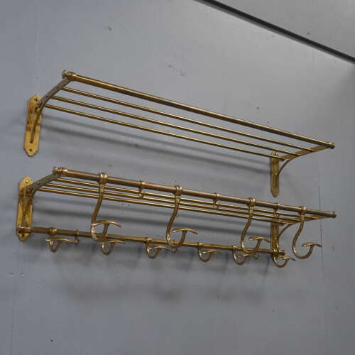 French Two-Piece Gilt Brass Coat Rack Set