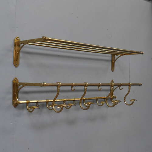 French Two-Piece Gilt Brass Coat Rack Set