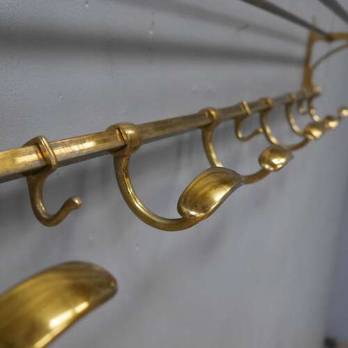 French Two-Piece Gilt Brass Coat Rack Set
